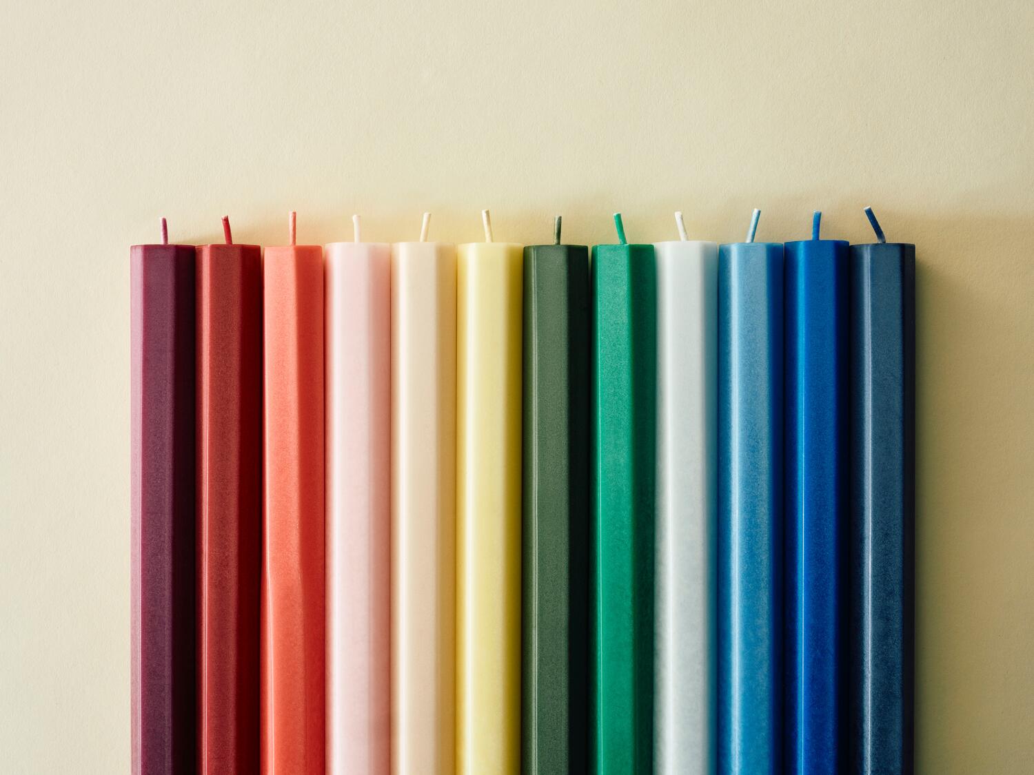 Hexagon stearinlys, grøn/hvid - 4 stk